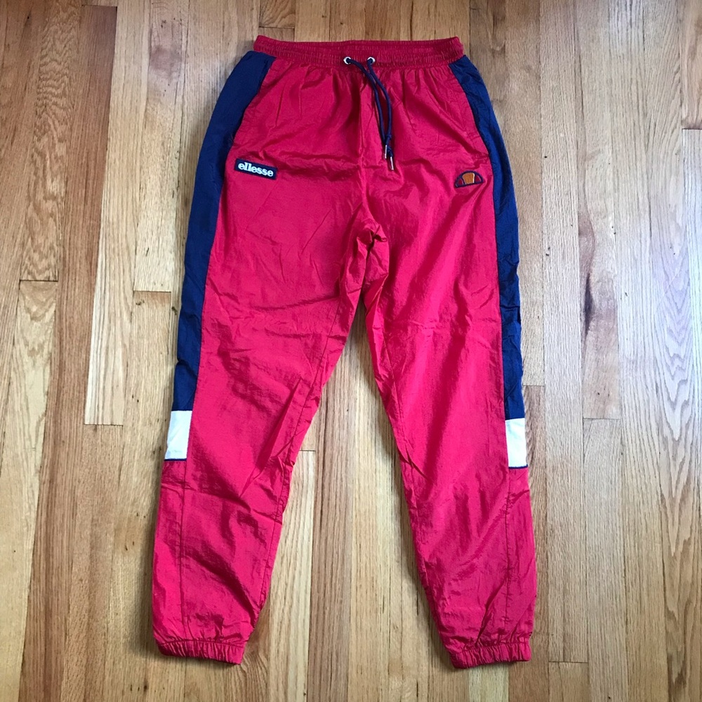 Ellesse Red and Navy Colorblock Track Pants XS